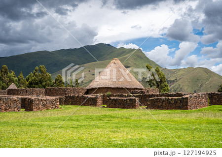 Traditional Thatched-Roof Hut at the Archaeological Site of Raqchi 127194925