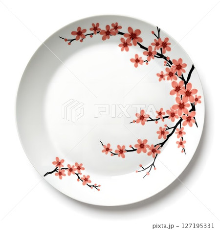 桜模様の伊万里焼の和皿。 伊万里焼は日本最古の磁器と言われ、佐賀県で生産された伝統的な素晴らしい和皿 127195331