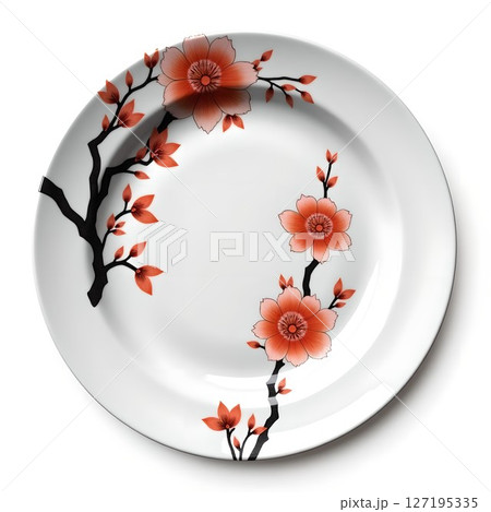 桜模様の伊万里焼の和皿。 伊万里焼は日本最古の磁器と言われ、佐賀県で生産された伝統的な素晴らしい和皿 127195335