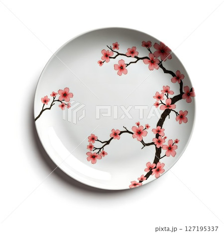 桜模様の伊万里焼の和皿。 伊万里焼は日本最古の磁器と言われ、佐賀県で生産された伝統的な素晴らしい和皿 127195337