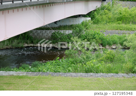 橋、川、河川、河川敷、緑、流れ、清流、自然、水面 橋、川、河川、河川敷、緑、流れ、清流、自然、水面 127195348