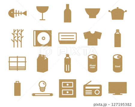 リサイクルイラストのセットA_コルク模様 リサイクルイラストのセットA_コルク模様 127195382