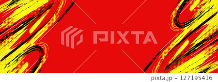 Yellow Black and Red Grunge Background with Halftone. Suitable for Banner, Poster, or Sports Background. Scratch and Texture Elements 127195416