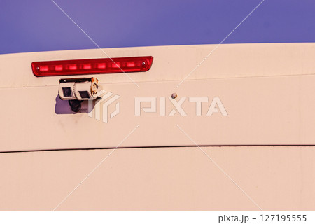 Camper back with rear view camera. Camper back with rear view camera. 127195555