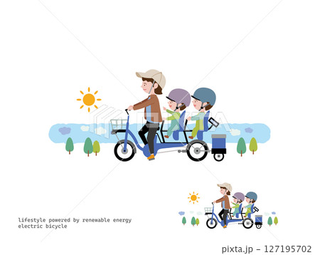 3人乗り電気自転車でお出かけ:日中 127195702