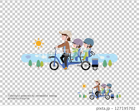 3人乗り電気自転車でお出かけ:日中 127195702