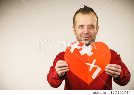 Smiling man with healed heart. Smiling man with healed heart. 127195744