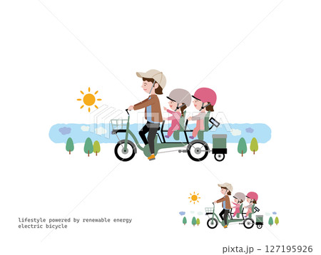 3人乗り電気自転車でお出かけ：日中 127195926