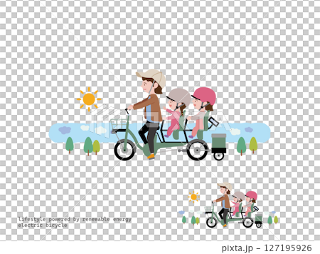 3人乗り電気自転車でお出かけ：日中 127195926