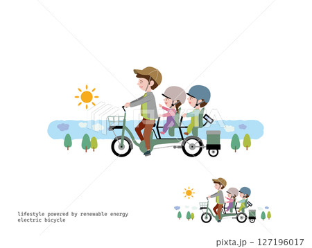 3人乗り電気自転車でお出かけ: 日中 3人乗り電気自転車でお出かけ: 日中 127196017