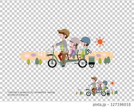 三人座電動自行車出遊：晚上 127196018