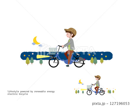 電気自転車でお出かけ：夜 127196053