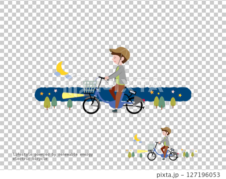 電気自転車でお出かけ：夜 127196053