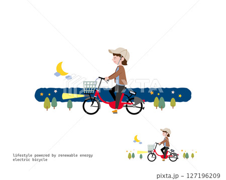 電気自転車でお出かけ:夜 電気自転車でお出かけ:夜 127196209