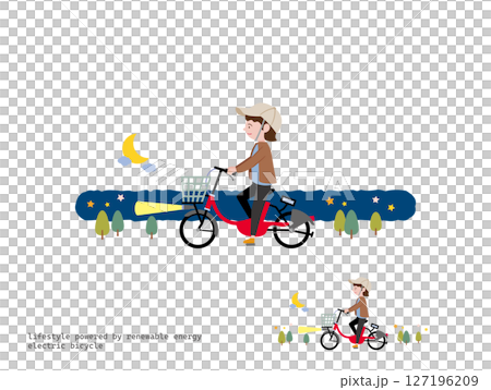 電気自転車でお出かけ:夜 電気自転車でお出かけ:夜 127196209