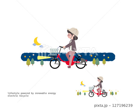 電気自転車でお出かけ：夜 127196239