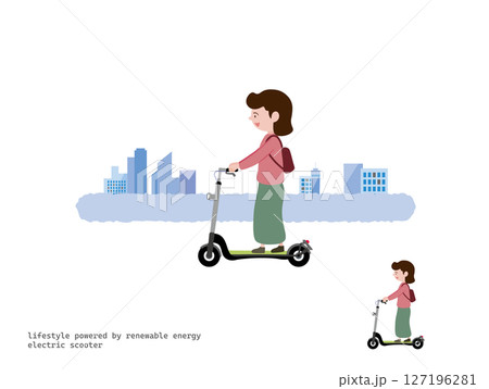 電動キックボードでお出かけ：街 127196281