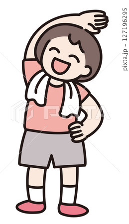 ラジオ体操をやる人のベクターイラスト 127196295