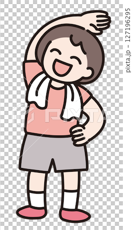 ラジオ体操をやる人のベクターイラスト 127196295