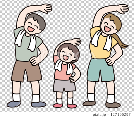 ラジオ体操をやる人のベクターイラスト ラジオ体操をやる人のベクターイラスト 127196297