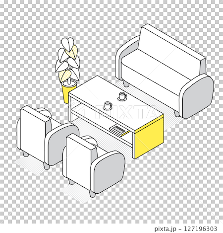 辦公室接待處插圖（流行等距） 127196303