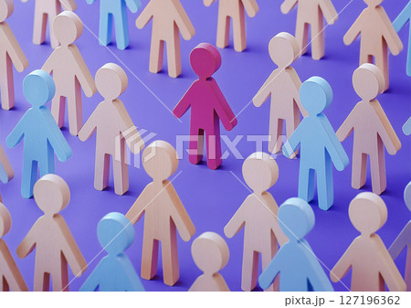 紫の中にカラフルな人のアイコンがランダムに立つ　孤独 127196362