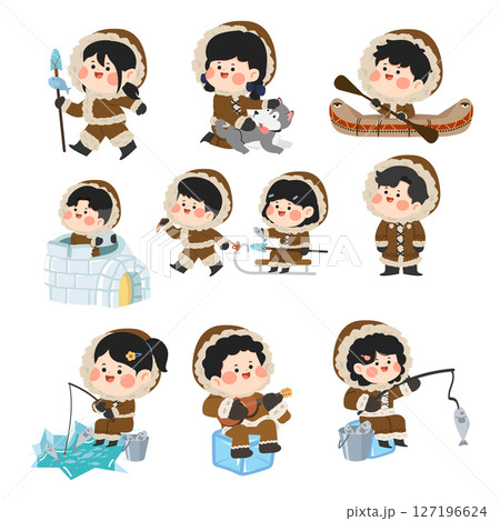 Inuit Cultural Lifestyle Characters 127196624