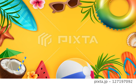 Realistic Summer Background with Beach Elements Realistic Summer Background with Beach Elements 127197092