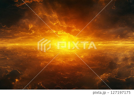 Vibrant Burst of Light Illuminating the Horizon During Twilight Hours. Generative AI 127197175