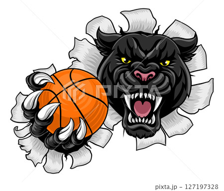 Black Panther Leopard Jaguar Cat Basketball Mascot 127197328