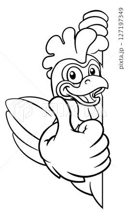 Chicken Cartoon Rooster Cockerel Bird Mascot Chicken Cartoon Rooster Cockerel Bird Mascot 127197349