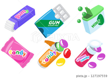 Colorful Candy and Gum Vector Set 127197559