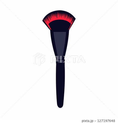 Fan Shaped Makeup Brush, Red and Black Cosmetic Brush 127197648