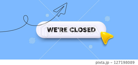 Closed search bar. Share plane line icon. We are closed. Business closure sign. Store bankruptcy symbol. Search button with 3d cursor. Vector 127198089