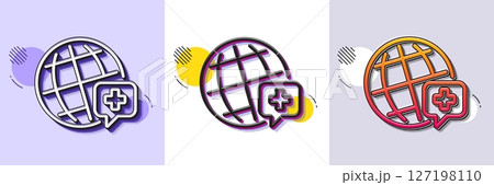 World medicine line icon. Halftone dotted pattern. Gradient icon with grain shadow. Medical help sign. Pharmacy medication symbol. Line world medicine icon. Various designs. Vector World medicine line icon. Halftone dotted pattern. Gradient icon with grain shadow. Medical help sign. Pharmacy medication symbol. Line world medicine icon. Various designs. Vector 127198110