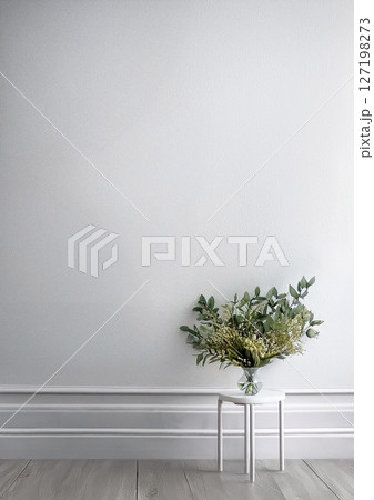 植物と白い壁 植物と白い壁 127198273