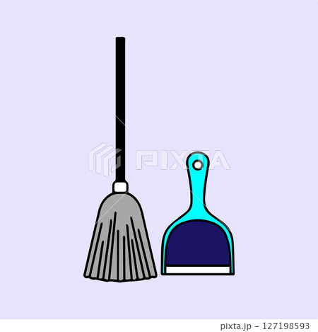 broom and rake icon 127198593