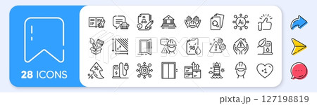 Petrol station, Lounge place and House protection line icons. Interest rate, AI generate, Inflation icons. Pack of Builder warning, Brush, Charging station icon. Vector Petrol station, Lounge place and House protection line icons. Interest rate, AI generate, Inflation icons. Pack of Builder warning, Brush, Charging station icon. Vector 127198819