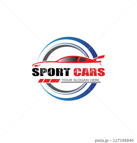 sport car logo template design vector - Vector 127198840