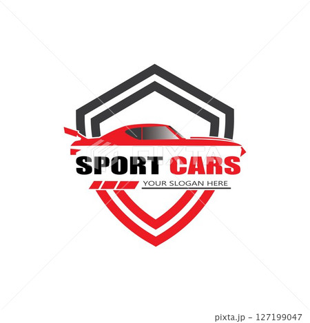 sport car logo template design vector - Vector 127199047