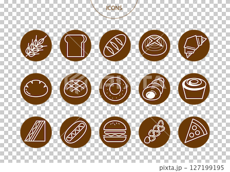 麵包圖示象形文字向量插圖集 127199195