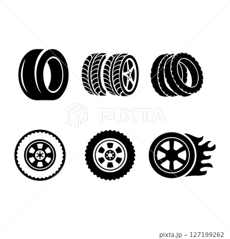 icon set of car tires vectors illustration 127199262