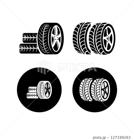 icon set of car tires vectors illustration icon set of car tires vectors illustration 127199263