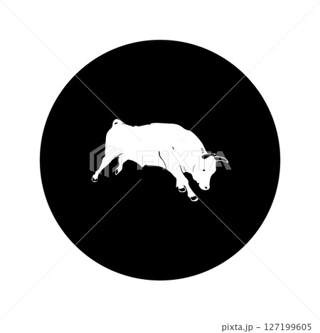 Cow graphic icon. Cow black silhouette isolated on white background. Vector illustratio 127199605