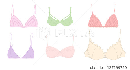 Feminine Underwear Line Art Delicate Lace Bra Vector Drawing Feminine Underwear Line Art Delicate Lace Bra Vector Drawing 127199730