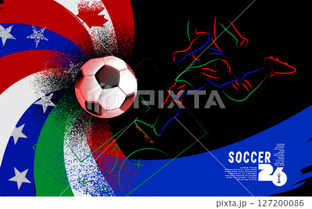 Grunge vector poster for Soccer Tournament 2026 featuring dynamic brush textures 127200086