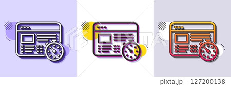 Web timer line icon. Halftone dotted pattern. Gradient icon with grain shadow. Online quiz test sign. Line web timer icon. Various designs. Vector Web timer line icon. Halftone dotted pattern. Gradient icon with grain shadow. Online quiz test sign. Line web timer icon. Various designs. Vector 127200138