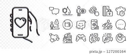 Voicemail, Blocked card and Share idea line icons for web app. Glare of light effect. Message icon. Pack of Speech bubble, Seo phone, Cogwheel pictogram icons. Vector 127200164