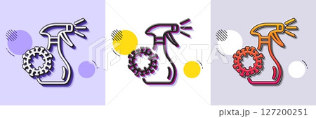 Coronavirus spray sanitizer line icon. Halftone dotted pattern. Gradient icon with grain shadow. Covid virus sign. Antiseptic symbol. Line coronavirus spray icon. Various designs. Vector Coronavirus spray sanitizer line icon. Halftone dotted pattern. Gradient icon with grain shadow. Covid virus sign. Antiseptic symbol. Line coronavirus spray icon. Various designs. Vector 127200251