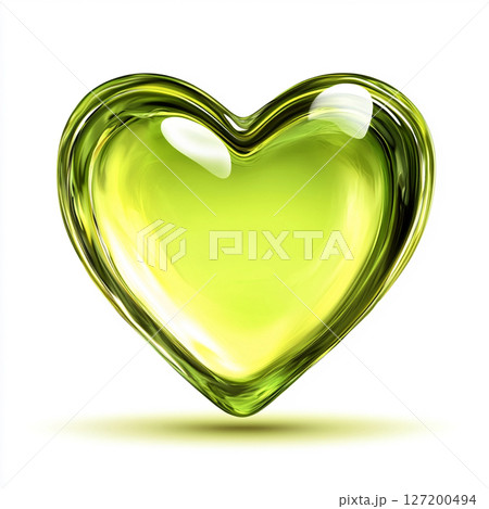 グリーンのハートの液体の滴　AI画像 127200494